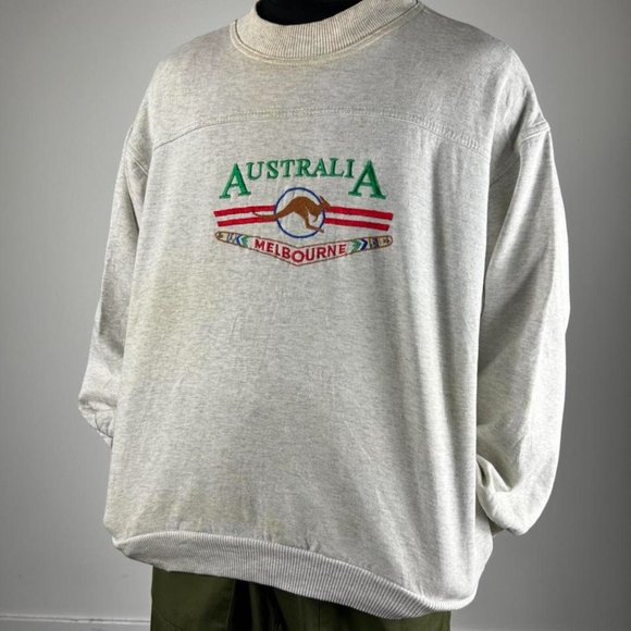 Vintage Australia Melbourne White Long Sleeved Sweatshirt Size Mens L - Picture 2 of 3